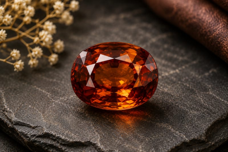 प्राकृतिक गोमेद रत्न (Natural Hessonite Garnet)